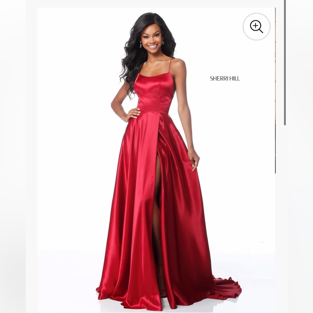 Sherri Hill Scarlet Satin Prom Dress